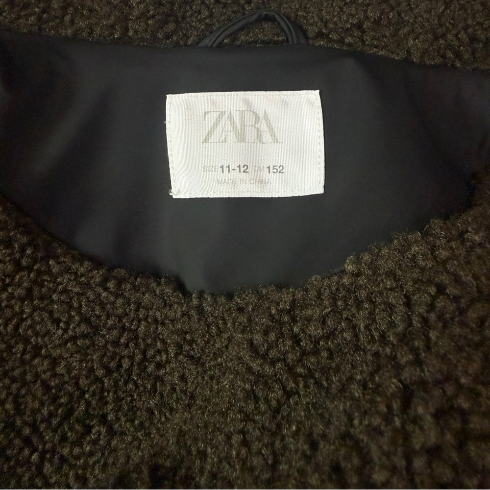 Zara Kids Black Raincoat with Hood Sherpa lined - Picture 2 of 5